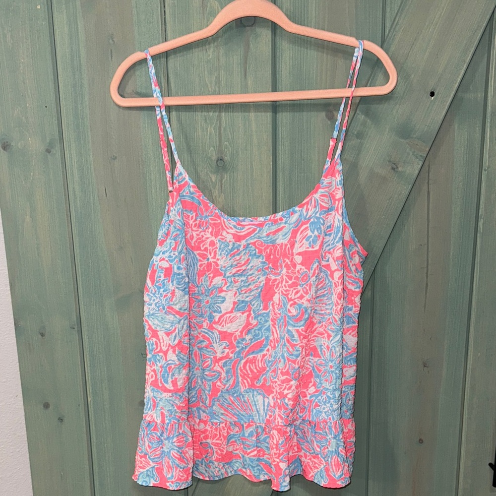 Lilly Pulitzer Pink and Blue Floral tank super cute size XL EUC
